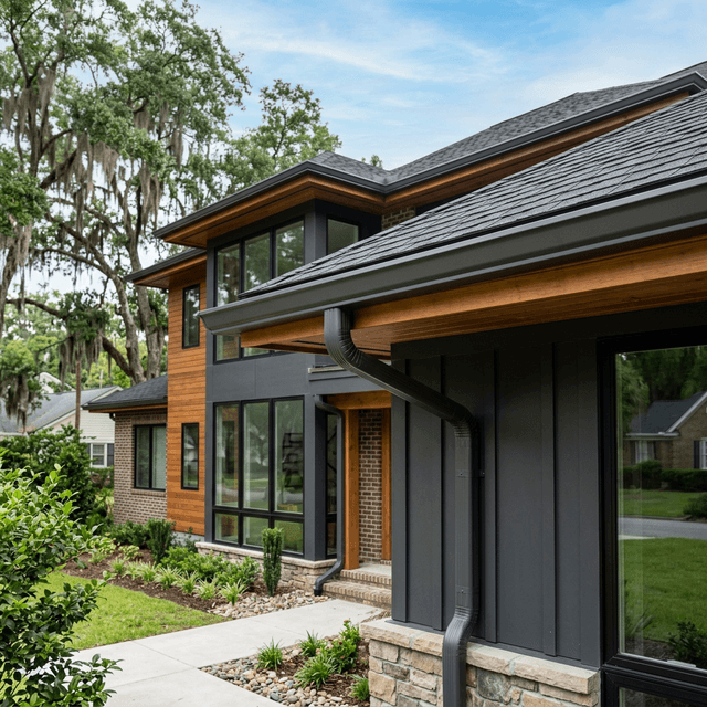 Seamless gutter installation on a premium residential home in Savannah GA